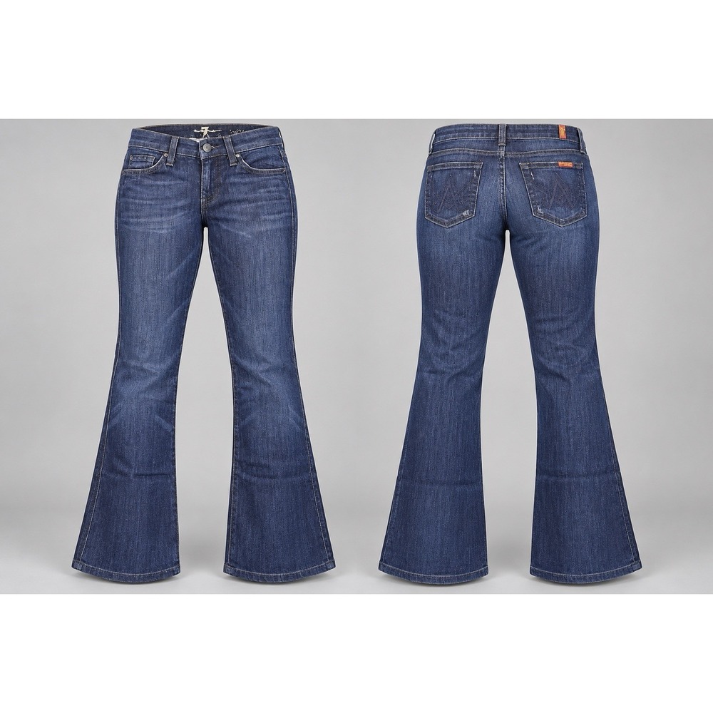 7 For All Mankind A Pocket Flare Jeans womens 26x 28 bootcut Dark Wash y2k